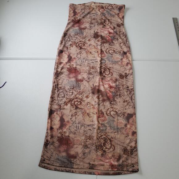 Y2K Fairy Grunge Whimsy Dress Womens XL Floral Cherub Angel Print Mesh Lined - Picture 2 of 11